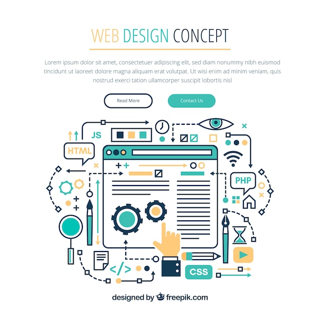 Concept de design web moderne avec style dessiné à la main Vecteur gratuit