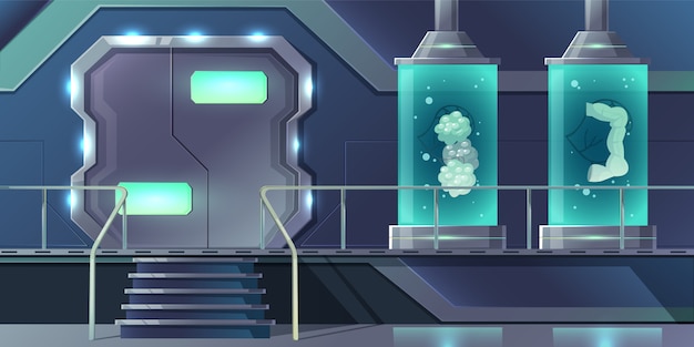 Concept de dessin animé de clonage d'organes internes humains. pancréas, thyroïde, intestins Vecteur gratuit