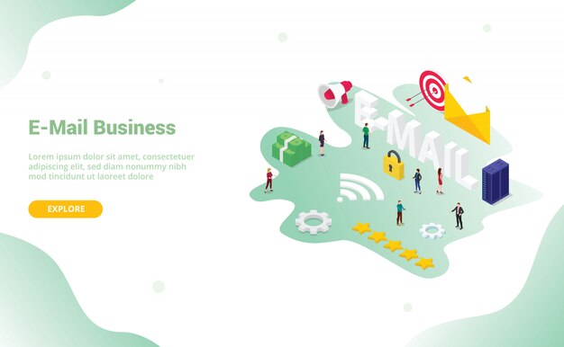 Concept d'e-mail ou d'e-mail avec un gros mot pour un site web ou un design web Vecteur Premium