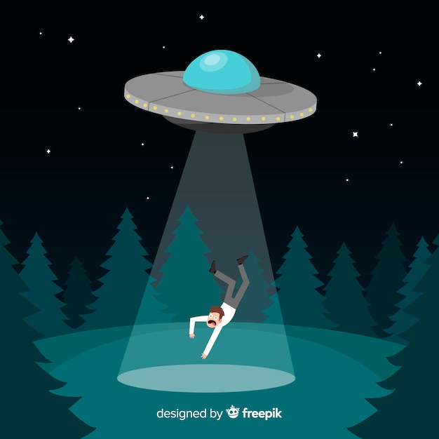 Concept d'enlèvement d'ovni dessiné à la main Vecteur gratuit