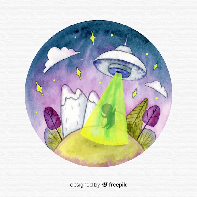 Concept d'enlèvement d'ovni avec style dessiné à la main Vecteur gratuit