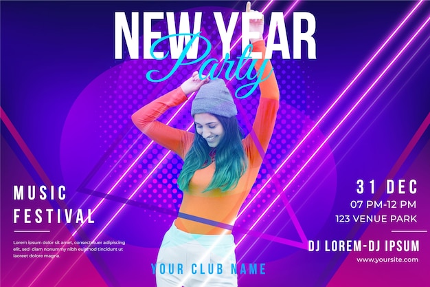 Concept de fête coloré pour le nouvel an Vecteur gratuit