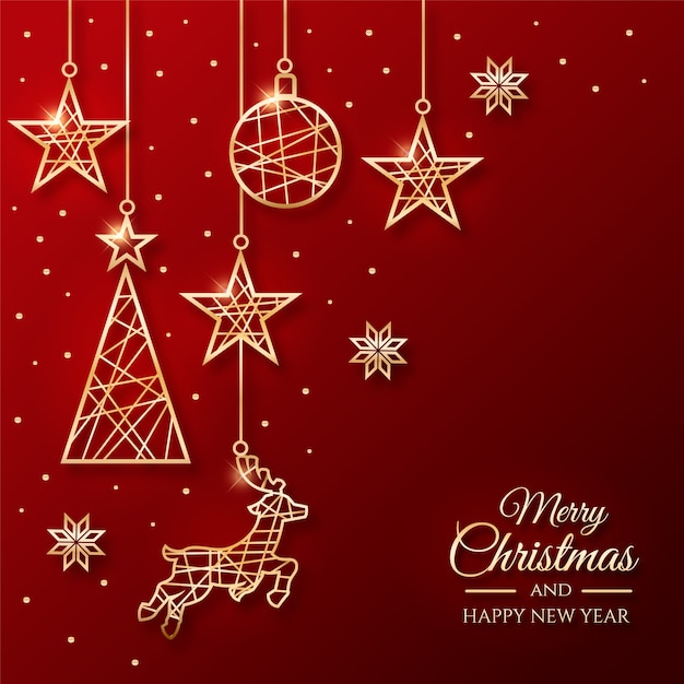 Concept De Fond De Noël Dans Le Style De Contour Vecteur gratuit