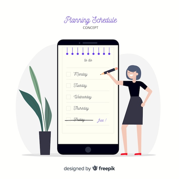 Concept d'horaire de planification belle dessinés à la main Vecteur gratuit