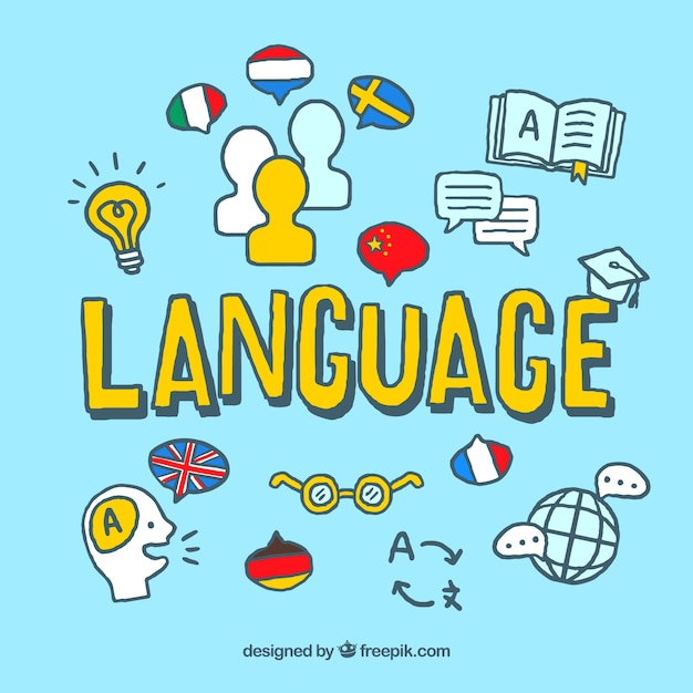Concept de langage coloré avec style dessiné à la main Vecteur gratuit