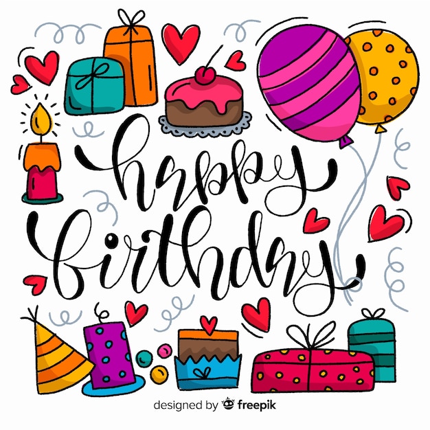 Concept De Lettrage Créatif Joyeux Anniversaire Vecteur gratuit