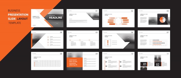 Concept de modèle de conception présentation entreprise avec éléments infographiques Vecteur Premium
