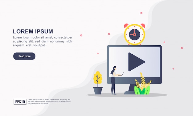 Concept de modèle web de page de destination du multimédia Vecteur Premium