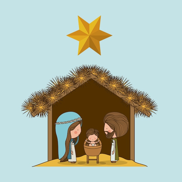 Concept De Noël Joyeux Sur La Conception De La Sainte Famille | Vecteur