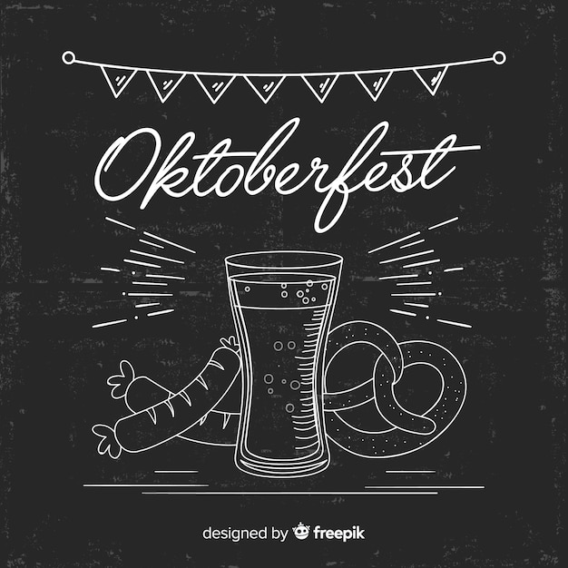 Concept oktoberfest sur fond de tableau noir Vecteur gratuit