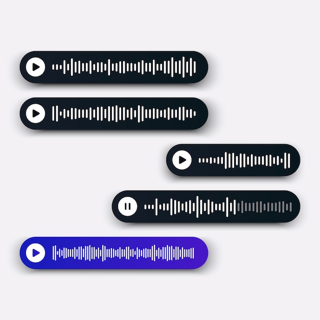 Concept De Page De Messagerie Vocale Chat Vocal Avec Un Statut Different Des Messages Lecture Non Lu En Pause Vecteur Premium