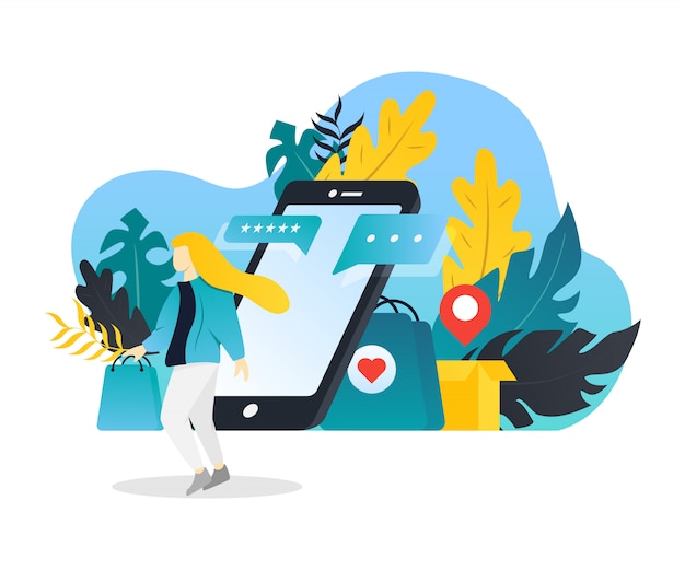 Concept Plat Moderne De Magasinage En Ligne Pour Le Développement De Sites Web Mobiles. Vecteur Premium