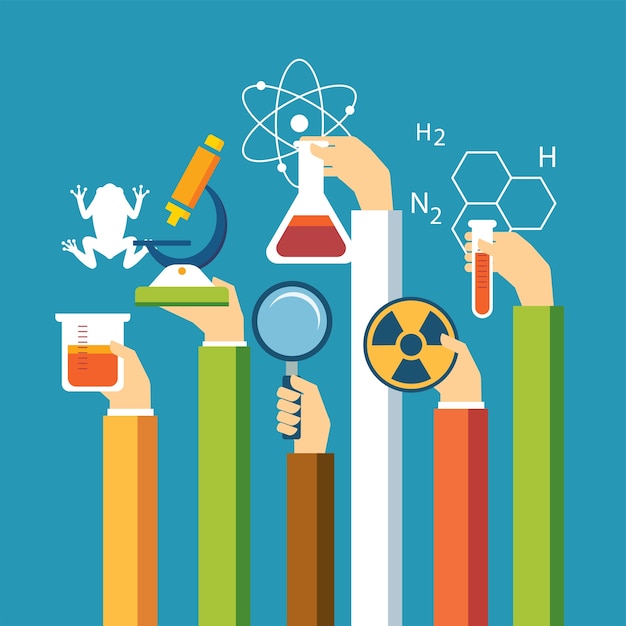 Concept De La Science Physique Chimie Biologie Design Plat Vecteur Premium