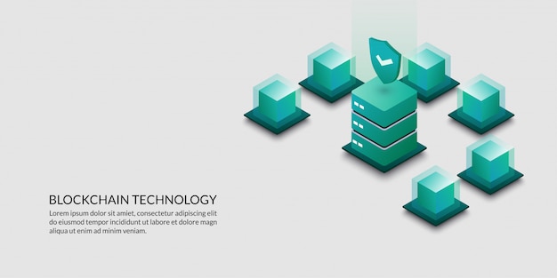 Concept technologique blockchain, cryptographie de données de sécurité Vecteur Premium