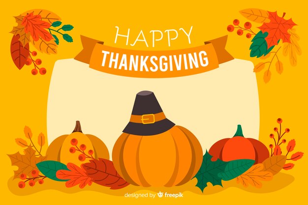 Concept de thanksgiving avec fond design plat Vecteur gratuit