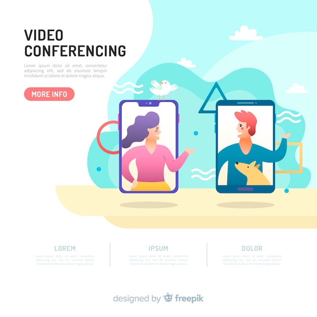 Concept de vidéoconférence pour la page de destination Vecteur gratuit