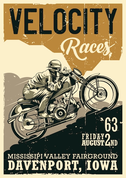 Conception D affiche  Vintage  Th me Moto  Avec Illustration 