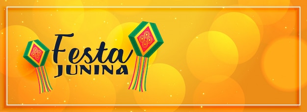 Conception de bannière jaune festa junina élégant Vecteur gratuit