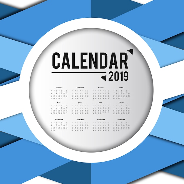 Conception de calendrier coloré vecteur 2019 Vecteur gratuit