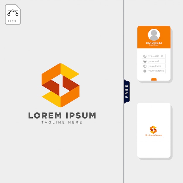 Conception de carte de visite gratuite de modèle de logo initial minimal s Vecteur Premium