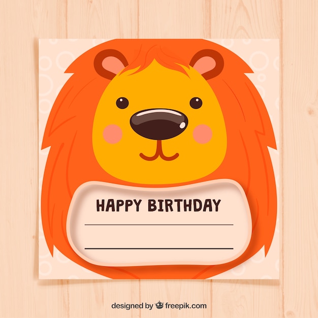 Conception De Cartes D Anniversaire Avec Lion Vecteur Gratuite