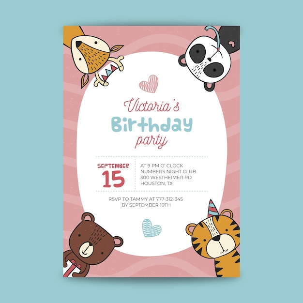 Conception De Cartes D Anniversaire Pour Enfants Vecteur Gratuite