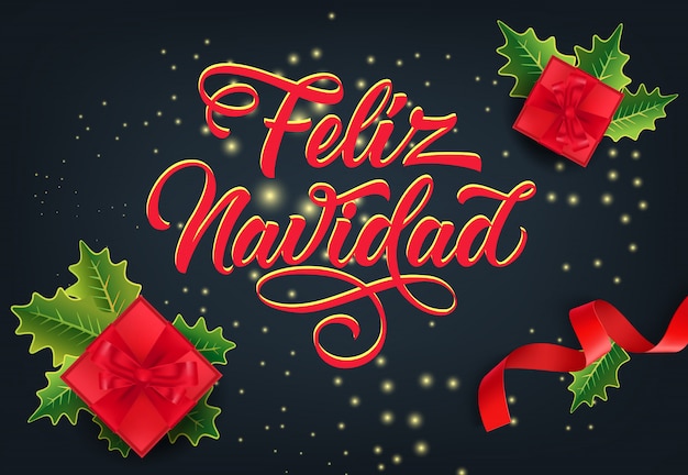 Conception De Cartes De Fete Feliz Navidad Cadeaux De Noel Vecteur Gratuite