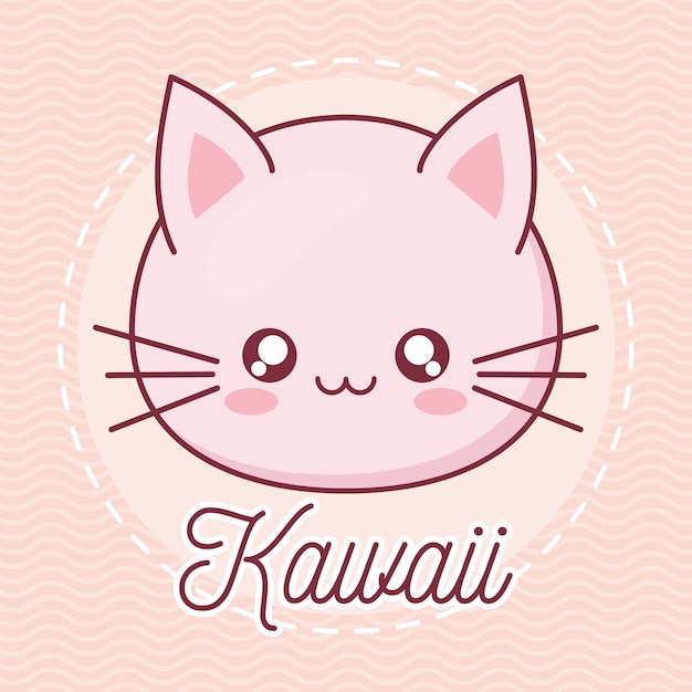 Conception De Dessin Anime Animal Chat Kawaii Theme Drole D Expression De Personnage Mignon Et Emoticone Vecteur Premium