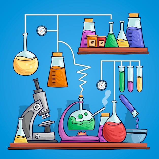 Conception De Dessin De Laboratoire Scientifique  Vecteur Gratuite