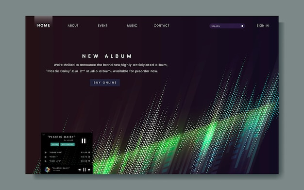Conception du site web de la sortie de l'album Vecteur gratuit