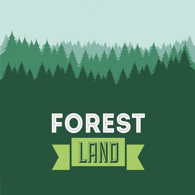 Conception de la forêt au cours de l'illustration vectorielle fond vert Vecteur Premium