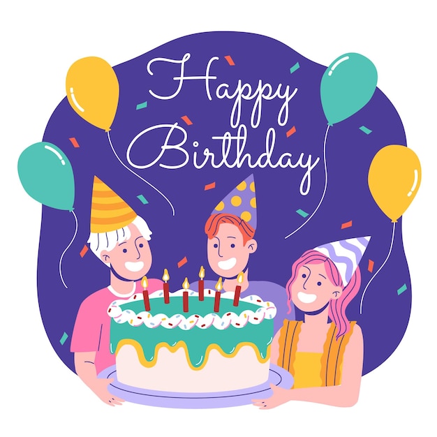 Conception D Illustration Plate De Joyeux Anniversaire Vecteur Gratuite