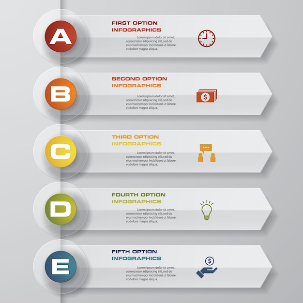 Conception infographique avec calendrier en 5 étapes. Vecteur Premium