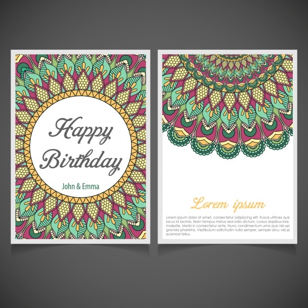 Conception D Invitation Mandala D Anniversaire Vecteur Gratuite