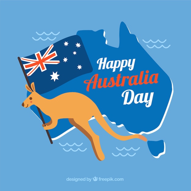 Conception De Jour Australie Avec Kangourou Sur La Carte Vecteur Gratuite