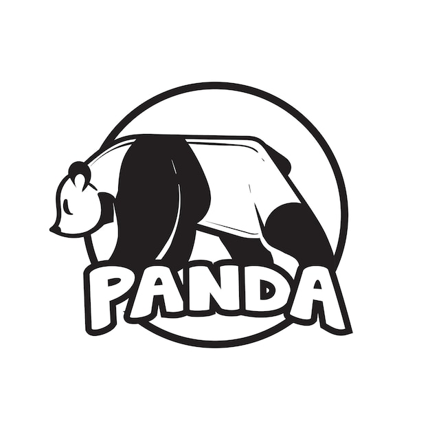 Conception De Logo D emblème Noir Et Blanc De Mascotte De Panda