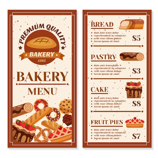 Conception De Menus De Boulangerie | Vecteur Gratuite