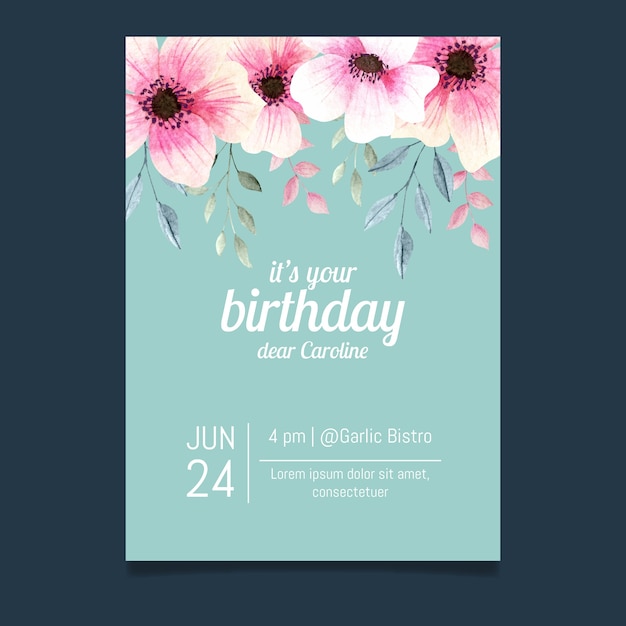 Conception De Modele De Carte D Anniversaire Floral Vecteur Gratuite