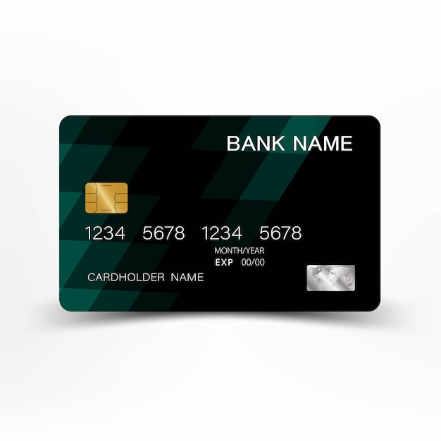 Conception de modèle de carte de crédit verte. Vecteur Premium