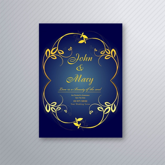 Conception de modèle floral abstrait carte invitation mariage élégant Vecteur gratuit