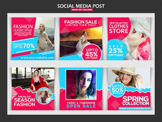 Conception de modèle de mode pour les médias sociaux de mode Vecteur Premium