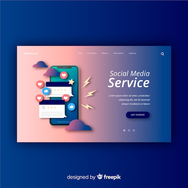 Conception de la page de destination. mocksite Vecteur gratuit