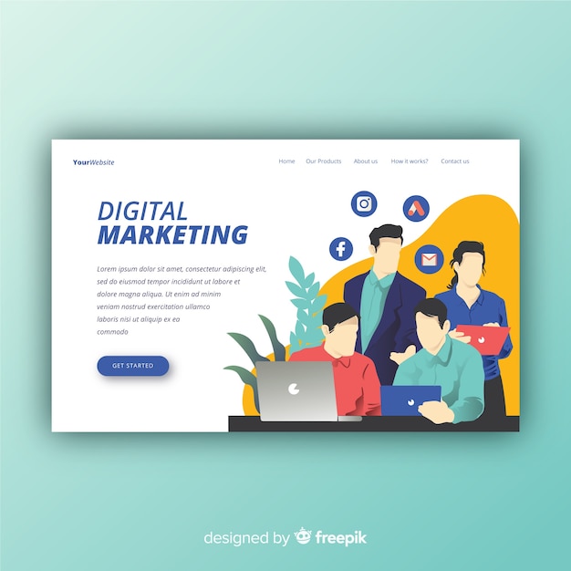 Conception de la page de destination. mocksite Vecteur gratuit