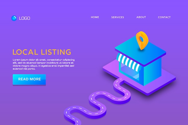 Conception d'une page de renvoi ou d'un modèle web. liste locale Vecteur Premium