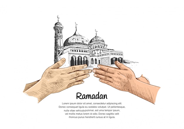 Conception de ramadan avec signe de pardon coloré à la main Vecteur Premium