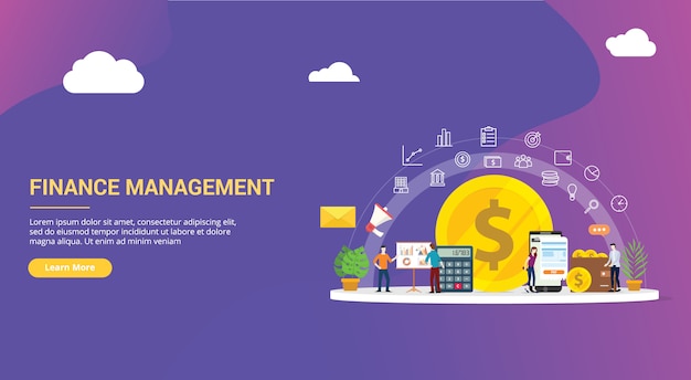Conception de site web de gestion financière Vecteur Premium