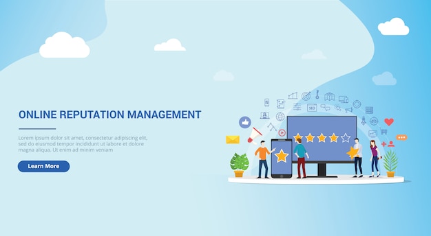 Conception de site web de gestion de réputation en ligne Vecteur Premium