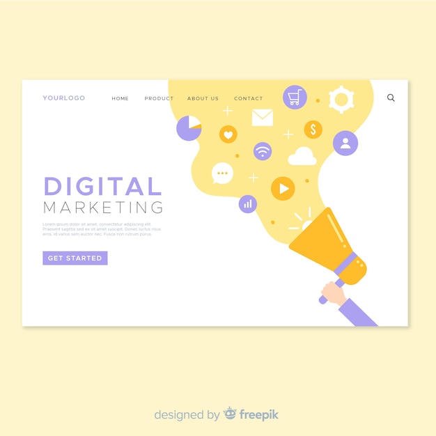 Conception de sites web de pages de marketing numériques Vecteur gratuit