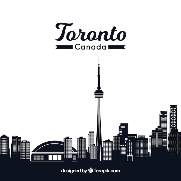 Conception de skyline sombre de toronto Vecteur gratuit