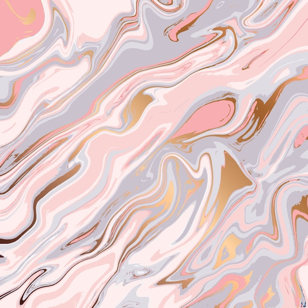 Conception de texture de marbre liquide, surface de persillage coloré, lignes dorées, conception de peinture abstraite dynamique Vecteur Premium